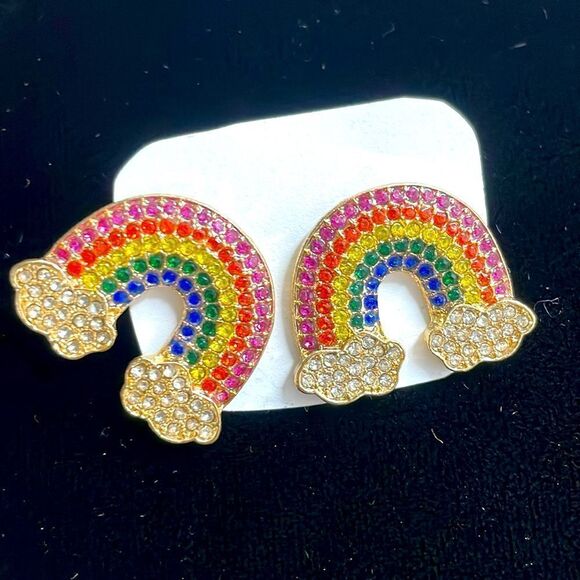 Rainstone crystal stud earrings - Picture 1 of 2